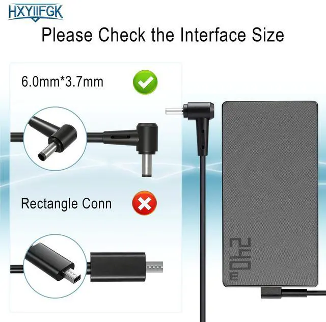Alt view image 2 of 7 - 240W Charger Compatible with ASUS TUF ROG Zephyrus Strix Gaming Notebooks | Fits TUF F15/F16/F17/A15/A17, ROG G14/G15/G16/M16, Flow X16, Vivobook Pro 15X/16X, Scar 15/17 & ProArt StudioBook series