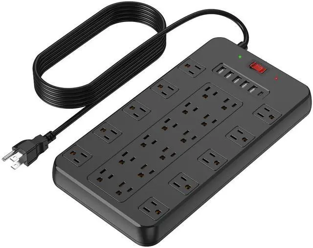 Main image of 20A Surge Protector Heavy Duty Power Strip, 22 Outlets 6 FT Cord | 20 Amp Heavy Duty Surge Protector 12 Gauge Cord 2100J 22 Outlets With USB C for Garage Workshop & Kitchen