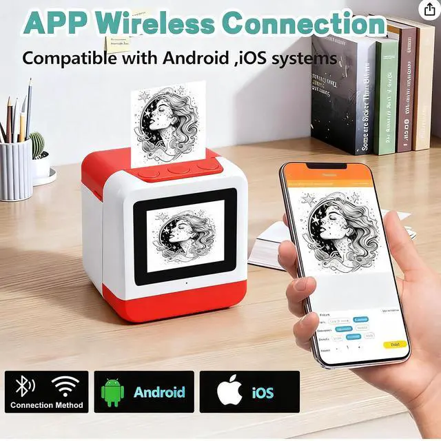 Alt view image 3 of 7 - Smart AI Voice Sticker Maker Machine,Mini Sticker Printer for Kids, Inkless Portable Thermal Printer with Photo Printing, Sticker Printer Box for DIY Arts & Crafts, Birthday Gift