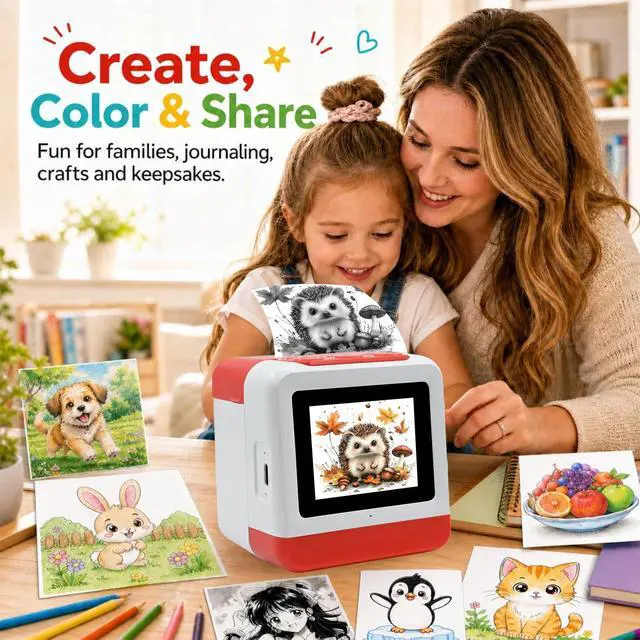 Alt view image 4 of 7 - Smart AI Voice Sticker Maker Machine,Mini Sticker Printer for Kids, Inkless Portable Thermal Printer with Photo Printing, Sticker Printer Box for DIY Arts & Crafts, Birthday Gift