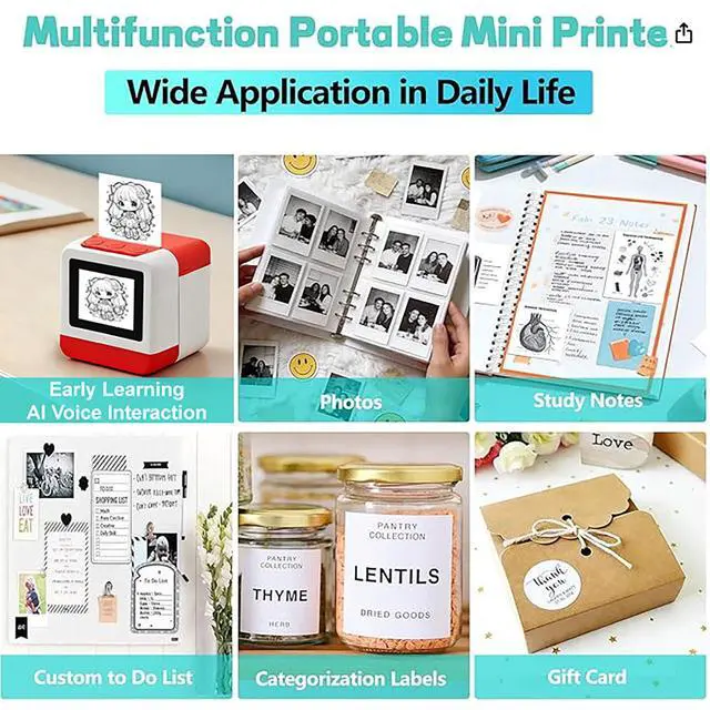 Alt view image 6 of 7 - Smart AI Voice Sticker Maker Machine,Mini Sticker Printer for Kids, Inkless Portable Thermal Printer with Photo Printing, Sticker Printer Box for DIY Arts & Crafts, Birthday Gift