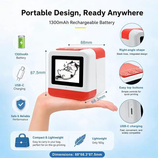 Alt view image 7 of 7 - Smart AI Voice Sticker Maker Machine,Mini Sticker Printer for Kids, Inkless Portable Thermal Printer with Photo Printing, Sticker Printer Box for DIY Arts & Crafts, Birthday Gift