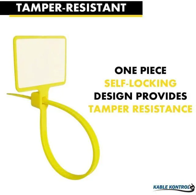 Alt view image 4 of 7 - Write-On Flag Identification Zip Ties 6 Inch 100 Pcs - Yellow | Cable Markers 17/8" x 11/8" Writable Wide Flag SelfLocking Nylon Marker Cable Ties for Cable Labeling