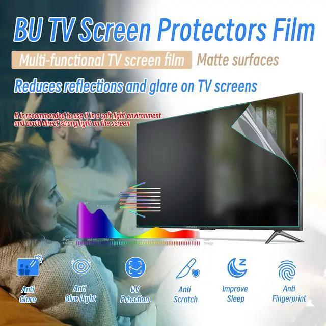 Alt view image 2 of 7 - BU TV Screen Protector 50 Inch Anti-Glare Film, Anti Blue Light, Anti-Scratch, Glare Stopper
