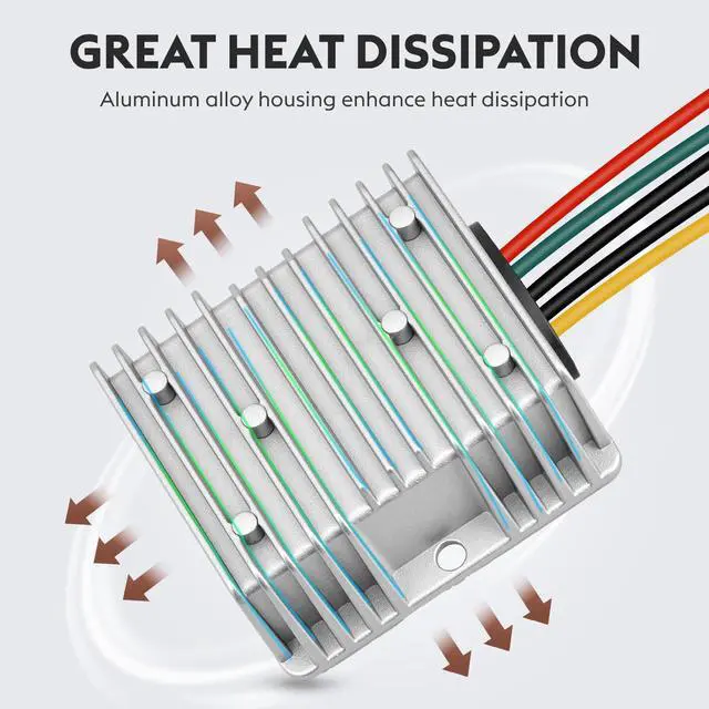Alt view image 6 of 7 - Acc Control 20A 240W DC 24V 36V 48V Step Down to 12V Buck Converter Golf Cart Volt Voltage Reducer Regulator Waterproof Transformer with Fuse