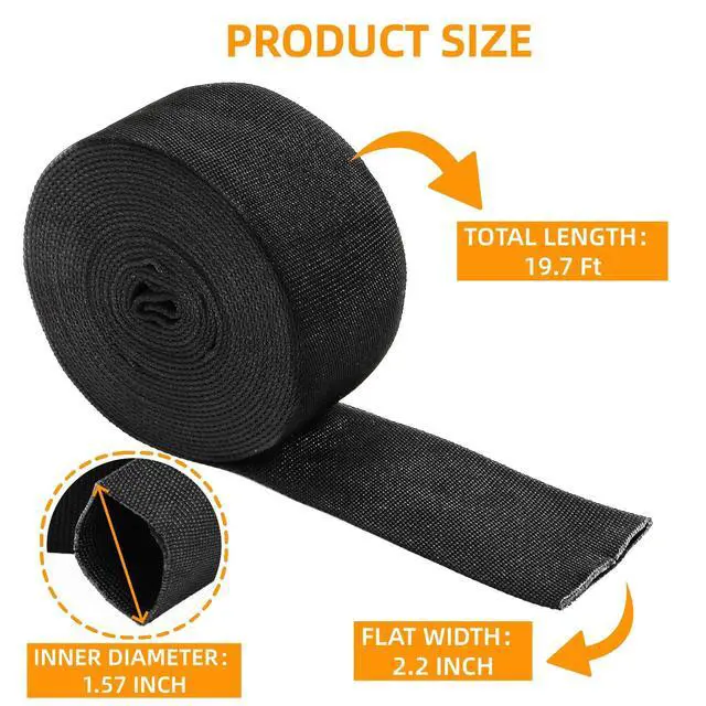 Alt view image 2 of 7 - Protective Hose Sleeve 19.7 Ft, Anchor Chain Cover with Zip Ties, Black Polyester Hydraulic Wrap Cable Cutting Wire Sheath Sleeve for Welding Tig Torch Hydraulic Hose Rope (1.57 Inch ID)