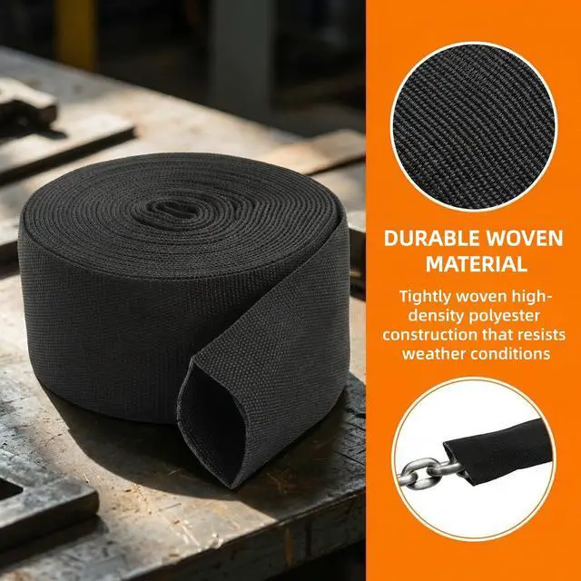 Alt view image 3 of 7 - Protective Hose Sleeve 19.7 Ft, Anchor Chain Cover with Zip Ties, Black Polyester Hydraulic Wrap Cable Cutting Wire Sheath Sleeve for Welding Tig Torch Hydraulic Hose Rope (1.57 Inch ID)