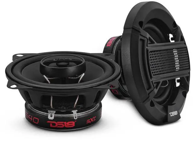 Main image of S40 4 Inch Car Audio Coaxial Speaker Pair - 120W Max (40W RMS) 4 Ohm 2-Way Coax with Grill, Black Matte Steel Basket, and Barium Ferrite Magnet - Upgrade Factory Speakers