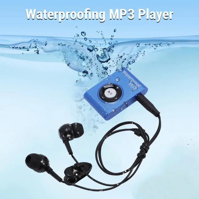 Alt view image 2 of 7 - IPX8 Water Proof MP3 Player for Swimming, 8GB Underwater Music Player with Lossless Sound, Secure Clip & Water Proof Headphones for Diving, Surfing, Running, Skiing (Blue)