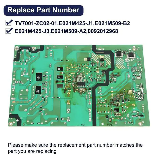 Alt view image 4 of 7 - Power Supply Board TV7001-ZC02-01 for ONN & Haier 70in TV | Replaces E021M425-J1/J3, E021M509-A2/B2. 220V input, 12V/24V output. FR-4 PCB. 5 safety protections
