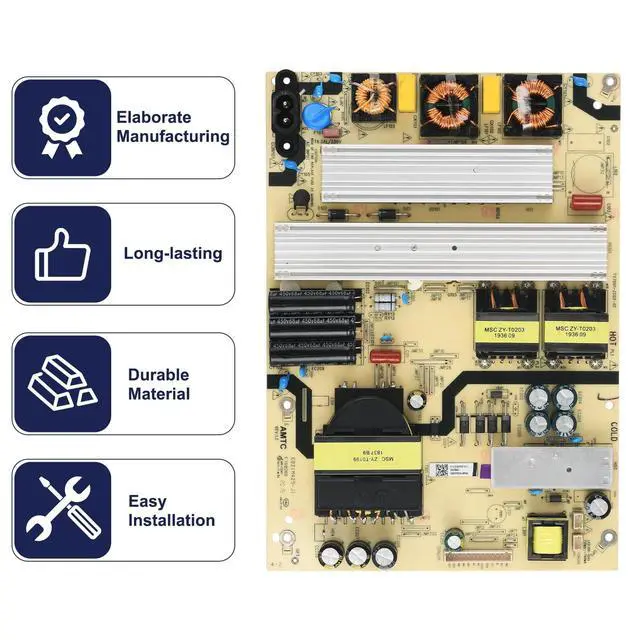 Alt view image 6 of 7 - Power Supply Board TV7001-ZC02-01 for ONN & Haier 70in TV | Replaces E021M425-J1/J3, E021M509-A2/B2. 220V input, 12V/24V output. FR-4 PCB. 5 safety protections