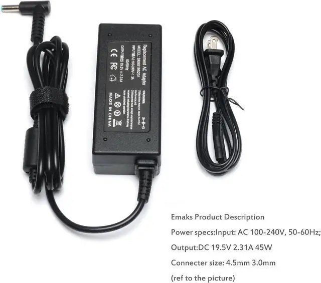 Main image of 45W Charger for HP 17 17Z 17T 17-AK 17-AR 17-BS 17-BY 17-CA 17-CN CN300 | for 17-ak013dx 17-by1053dx by0021dx by0088cl 17-bs062st 17-ca0020nr 17-ar050wm cn0021nr cn0025nr CN200 CN000 Ac Adapter