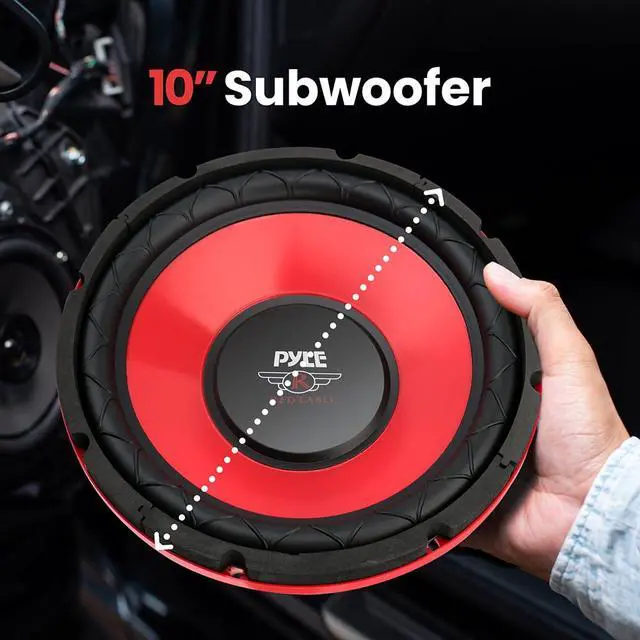 Alt view image 2 of 7 - 10" Car Audio Subwoofer, 600W Max Power, 4 Ohm Single Voice Coil Woofer, Red Electroplated Cone, 1.5" Kapton Voice Coil, Deep Bass Speaker for Vehicle Stereo Systems