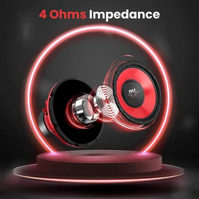 Alt view image 3 of 7 - 10" Car Audio Subwoofer, 600W Max Power, 4 Ohm Single Voice Coil Woofer, Red Electroplated Cone, 1.5" Kapton Voice Coil, Deep Bass Speaker for Vehicle Stereo Systems
