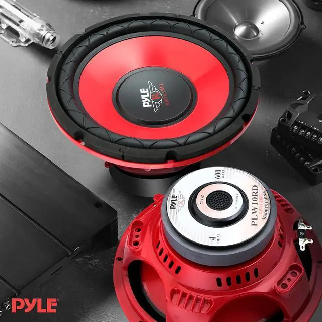 Alt view image 5 of 7 - 10" Car Audio Subwoofer, 600W Max Power, 4 Ohm Single Voice Coil Woofer, Red Electroplated Cone, 1.5" Kapton Voice Coil, Deep Bass Speaker for Vehicle Stereo Systems