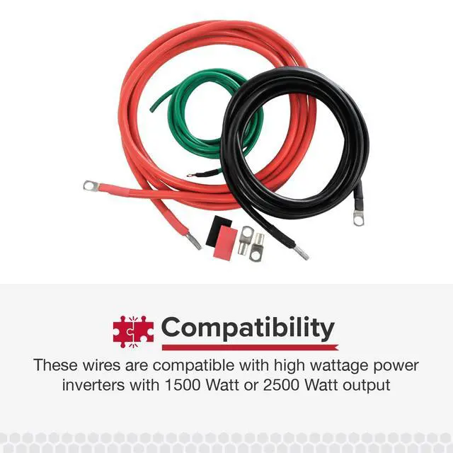 Alt view image 5 of 6 - 10 Cable Installation Kit for High Wattage Power Inverters | Compatible With 1500 Watt and 2500 Watt Output Power Inverters