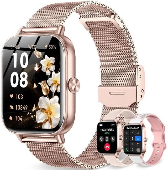 Main image of Smart Watch for Women, 1.85"HD Fitness Tracker (Answer/Make Call/Messages), 130+ Sport Modes with 24/7 Heart Rate/Sleep Monitor/Pedometer, IP68 Waterproof, Smartwatche for Android&iOS (Rose Gold)