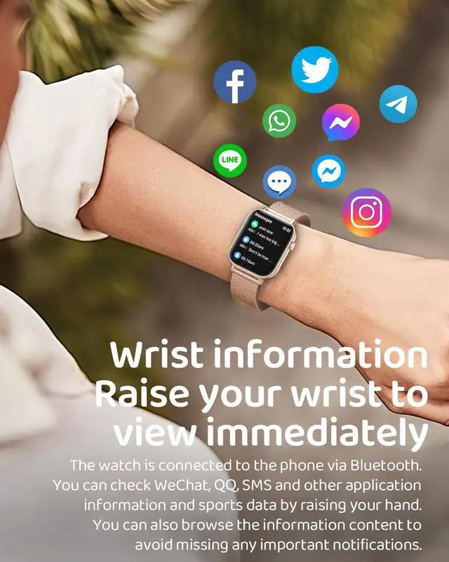 Alt view image 2 of 7 - Smart Watch for Women, 1.85"HD Fitness Tracker (Answer/Make Call/Messages), 130+ Sport Modes with 24/7 Heart Rate/Sleep Monitor/Pedometer, IP68 Waterproof, Smartwatche for Android&iOS (Rose Gold)
