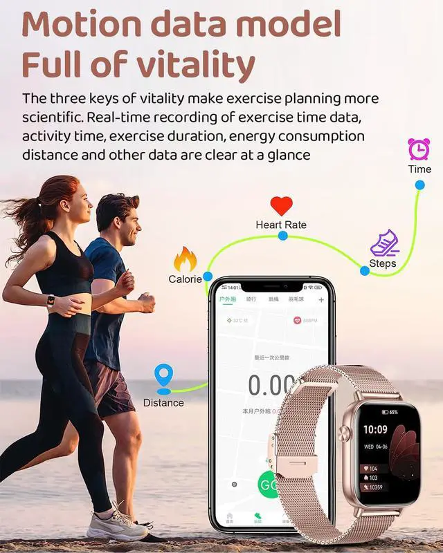 Alt view image 3 of 7 - Smart Watch for Women, 1.85"HD Fitness Tracker (Answer/Make Call/Messages), 130+ Sport Modes with 24/7 Heart Rate/Sleep Monitor/Pedometer, IP68 Waterproof, Smartwatche for Android&iOS (Rose Gold)