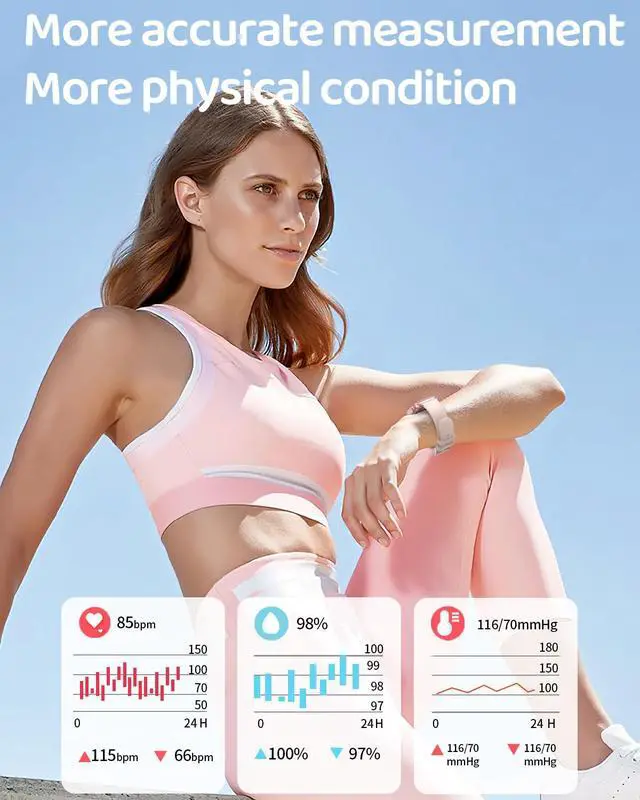 Alt view image 6 of 7 - Smart Watch for Women, 1.85"HD Fitness Tracker (Answer/Make Call/Messages), 130+ Sport Modes with 24/7 Heart Rate/Sleep Monitor/Pedometer, IP68 Waterproof, Smartwatche for Android&iOS (Rose Gold)