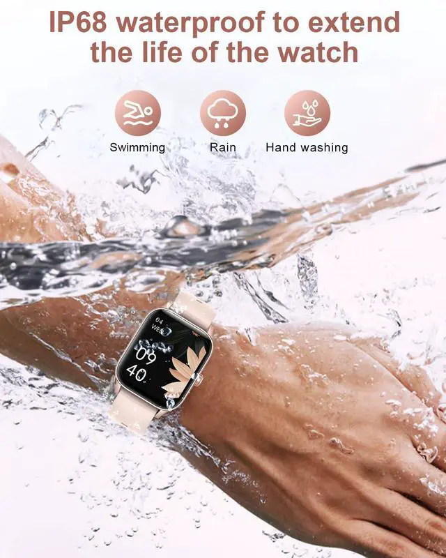 Alt view image 7 of 7 - Smart Watch for Women, 1.85"HD Fitness Tracker (Answer/Make Call/Messages), 130+ Sport Modes with 24/7 Heart Rate/Sleep Monitor/Pedometer, IP68 Waterproof, Smartwatche for Android&iOS (Rose Gold)