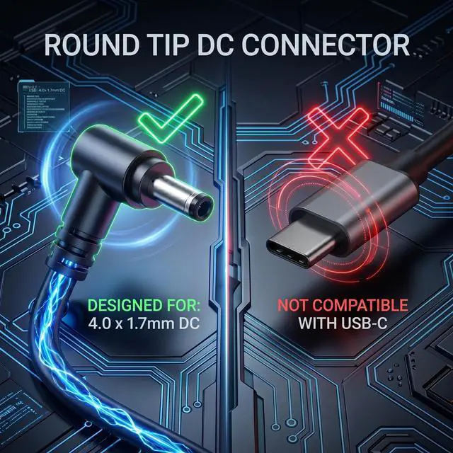 Alt view image 7 of 7 - 45W Laptop Charger Compatible with Lenovo IdeaPad 20V 2.25A Round Tip | Replacement for 100 110 310 320 330 Flex V110 V130 DC 4.0x1.7mm