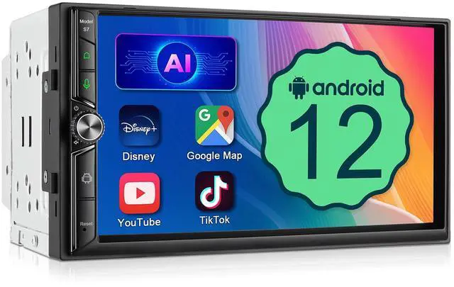 Main image of Double Din Car Stereo Wireless Apple CarPlay Wireless Android Auto,7 Inch QLED Touchscreen Android Car Radio with Bluetooth,WiFi, GPS Navigation,Subwoofer,USB/SWC/AUX/FM