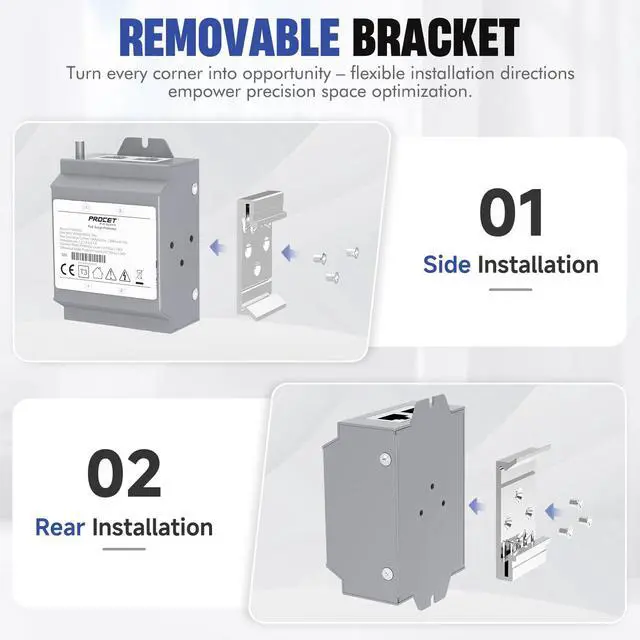 Alt view image 5 of 7 - PROCET Ethernet Surge Protector Gigabit - 2 Pairs Port 20KV Industrial Lightning Arrestor for -40°F to 185°F, 120W/port PoE++ RJ45 Surge Protector, 10/100/1000Mbps, Gas Discharge TubeGDT, PT-PR02G