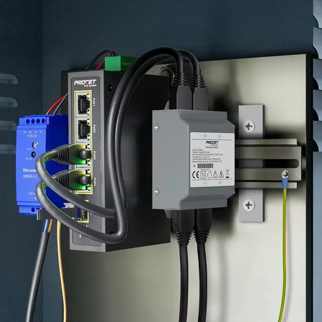 Alt view image 7 of 7 - PROCET Ethernet Surge Protector Gigabit - 2 Pairs Port 20KV Industrial Lightning Arrestor for -40°F to 185°F, 120W/port PoE++ RJ45 Surge Protector, 10/100/1000Mbps, Gas Discharge TubeGDT, PT-PR02G