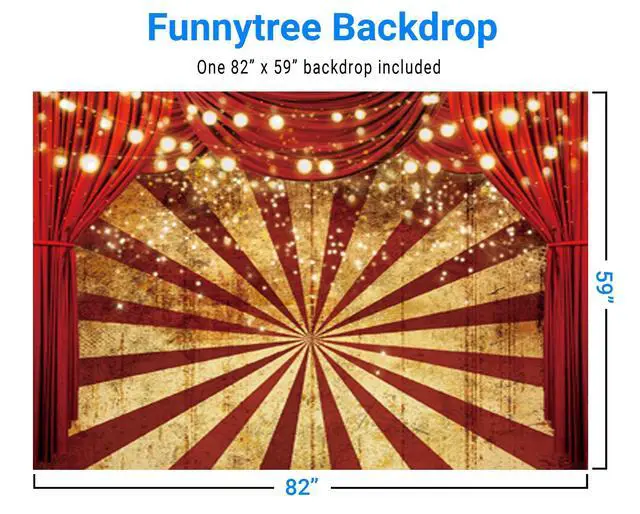 Alt view image 3 of 5 - 7x5ft Golden Glitter Red Curtain Halloween Photography Backdrop Circus Carnival Sparkle Stripes Background Baby Shower Birthday Party Portrait Cake Table Decor Banner Photo Booth Props