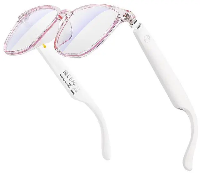 Main image of Bluetooth Audio Smart Glasses,Built-in Mic Speakers (White-Pink) | Smart Wireless Headphone Sunglasses for Men and Women,Built-in Mic & Speakers,Magnetic Charging (White-Pink)