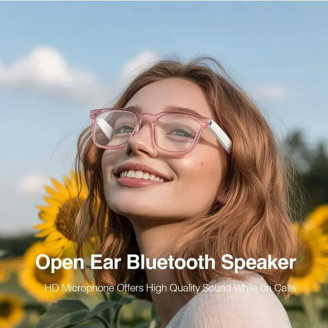 Alt view image 3 of 7 - Bluetooth Audio Smart Glasses,Built-in Mic Speakers (White-Pink) | Smart Wireless Headphone Sunglasses for Men and Women,Built-in Mic & Speakers,Magnetic Charging (White-Pink)