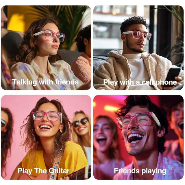 Alt view image 4 of 7 - Bluetooth Audio Smart Glasses,Built-in Mic Speakers (White-Pink) | Smart Wireless Headphone Sunglasses for Men and Women,Built-in Mic & Speakers,Magnetic Charging (White-Pink)
