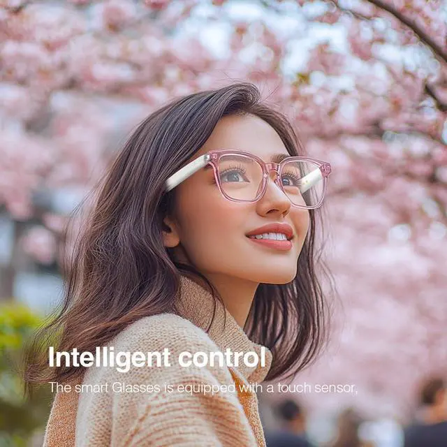 Alt view image 5 of 7 - Bluetooth Audio Smart Glasses,Built-in Mic Speakers (White-Pink) | Smart Wireless Headphone Sunglasses for Men and Women,Built-in Mic & Speakers,Magnetic Charging (White-Pink)