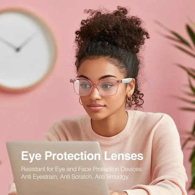 Alt view image 7 of 7 - Bluetooth Audio Smart Glasses,Built-in Mic Speakers (White-Pink) | Smart Wireless Headphone Sunglasses for Men and Women,Built-in Mic & Speakers,Magnetic Charging (White-Pink)