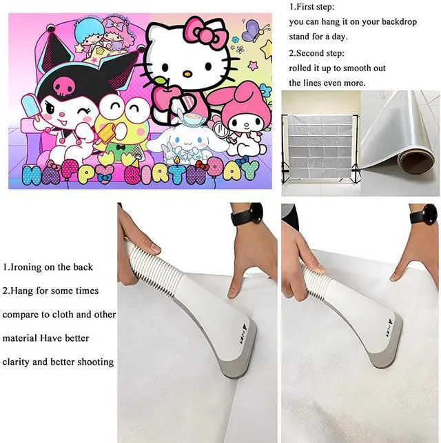 Alt view image 4 of 4 - Kawaii And Friends Birthday Decorations Happy Birthday Banner Backdrop for Kids Birthday Party Supplies (5x3ft)