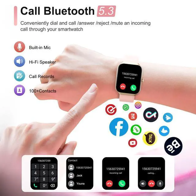 Alt view image 2 of 7 - Smart Watch for Men Women Answer/Make Calls, 1.96" HD Fitness Watch with Heart Rate Monitor Sleep Monitor, 113+ Sports Activity Trackers with Step Counter, IP68 Waterproof, Smartwatch for Android/iOS
