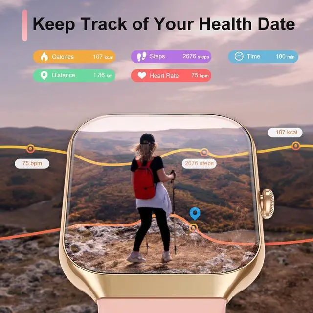Alt view image 4 of 7 - Smart Watch for Men Women Answer/Make Calls, 1.96" HD Fitness Watch with Heart Rate Monitor Sleep Monitor, 113+ Sports Activity Trackers with Step Counter, IP68 Waterproof, Smartwatch for Android/iOS