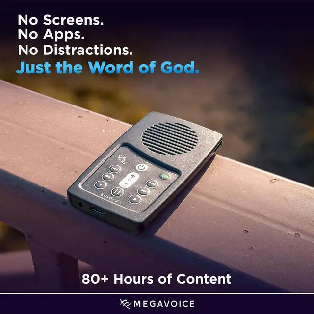 Alt view image 7 of 7 - Spanish Reina Valera 1960 (RVR60) Solar Audio Bible Player | Handheld, Bookmarking Ability, 12-Hour Battery Life, Headphones and USB-C Charger Included