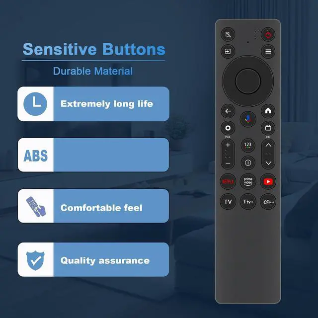 Alt view image 7 of 7 - RC813A Replacement Voice Remote Control Compatible with TCL Google Smart TV | QM6K QM7K Series QD-Mini LED 4K UHD 55QM7K 50QM6K 65QM7K 75QM7K 85QM7K 98QM7K 55QM6K 65QM6K 75QM6K 85QM6K 98QM6K 2025