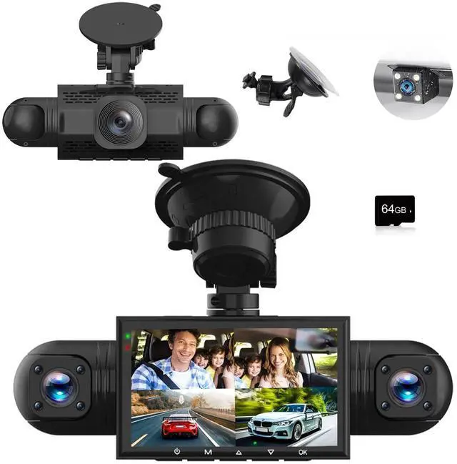 Main image of 360 Degree View 4 Channel Dash Cam Front and Rear Inside Left Right | 1080P Full HD, 170 Deg Wide Angle, 64GB Card, G-Sensor, Loop Recording, Night Vision