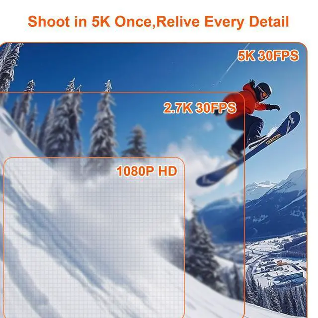 Alt view image 5 of 7 - Action Camera 5K 30FPS 20MP Waterproof Camera 100FT Underwater EIS Sports Cam with Touch Screen, 170° Wide Angle, Remote Control, WiFi, 5X Zoom for Snorkeling, Diving, Cycling, and Vlogging
