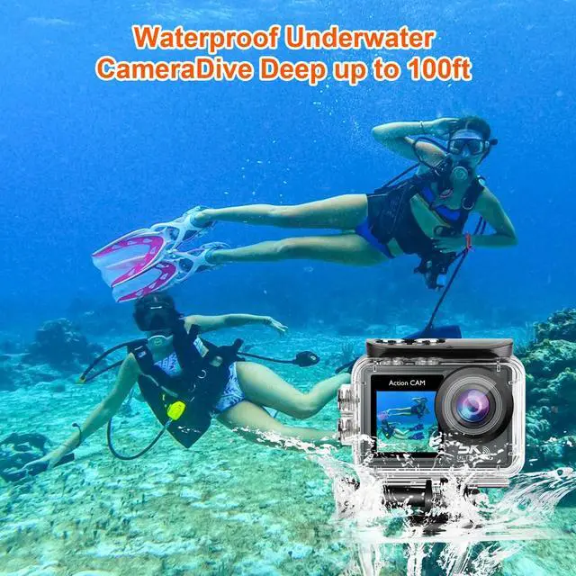 Alt view image 6 of 7 - Action Camera 5K 30FPS 20MP Waterproof Camera 100FT Underwater EIS Sports Cam with Touch Screen, 170° Wide Angle, Remote Control, WiFi, 5X Zoom for Snorkeling, Diving, Cycling, and Vlogging