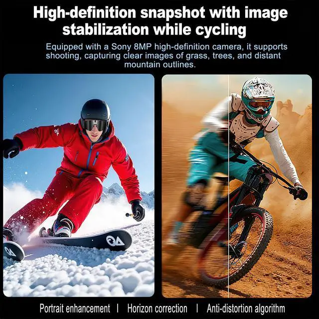 Alt view image 4 of 7 - AI Smart Glasses with Camera,4K Video Recording Glasses, AI Voice Assistant,Real-Time Translation,Object Recognition,Bluetooth Sports Sunglasses,IP66 Waterproof for Cycling,Running & Hiking (Blue)