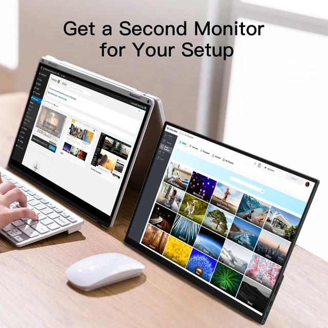 Alt view image 7 of 7 - Portable Monitor 15.6'', 1080P FHD Ultra Slim Travel Monitor with Built-in Kickstand & Speaker & Protective Sleeve, USB C HDMI, Perfect for Laptop Mac Tablet Phone Xbox Switch PS5