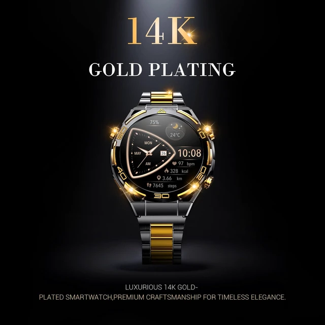 Alt view image 2 of 7 - Smart Watches for Men with GPS, 1.43AMOLED Screen Luxury Men's Watch with LED Flashlight & Compass,ChatGPT/7-Day Battery/IP68 Waterproof/Heart Monitor, 120+ Workout Modes for Android iPhone(2 Bands)