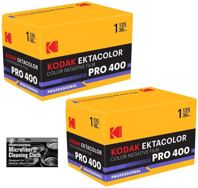 Main image of Kodak Ektacolor Pro 400 Color Negative Film (35mm Roll Film, 36 Exposures) - 2-Pack with Microfiber Cleaning Cloth