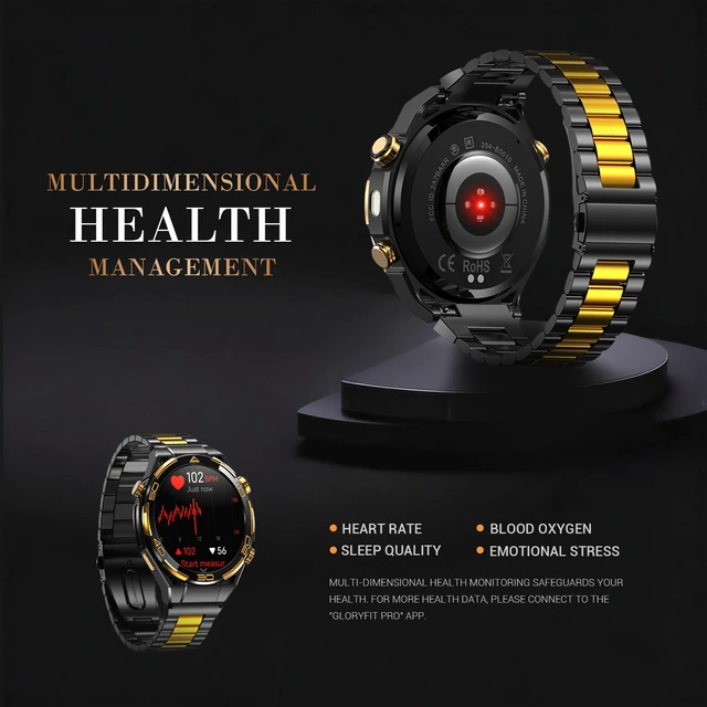Alt view image 7 of 7 - Smart Watches for Men with GPS, 1.43AMOLED Screen Luxury Men's Watch with LED Flashlight & Compass,ChatGPT/7-Day Battery/IP68 Waterproof/Heart Monitor, 120+ Workout Modes for Android iPhone(2 Bands)