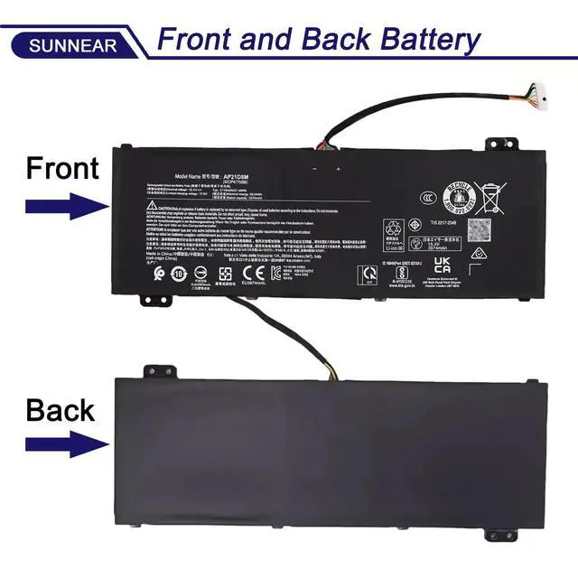 Alt view image 3 of 6 - AP21D8M Laptop Battery for Acer Nitro 5 AN515 N20C1 Nitro V 15 ANV15 | 57.48Wh AP21D8M; Battery Replacement for for Acer Nitro 5 AN515-46 AN515-47 AN515-58, Nitro V 15 ANV15-51