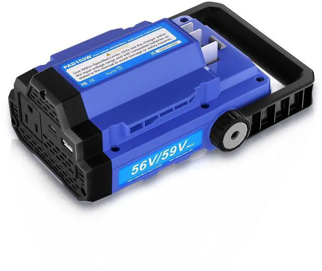 Main image of 56V 150W Power Inverter Compatible with EGO 56V Lithium Battery BA1400 BA2800 BA4200, Portable Power Source with Dual USB Ports & AC Outlet for Outdoor Camping, Emergency Backup(Battery Not Included)